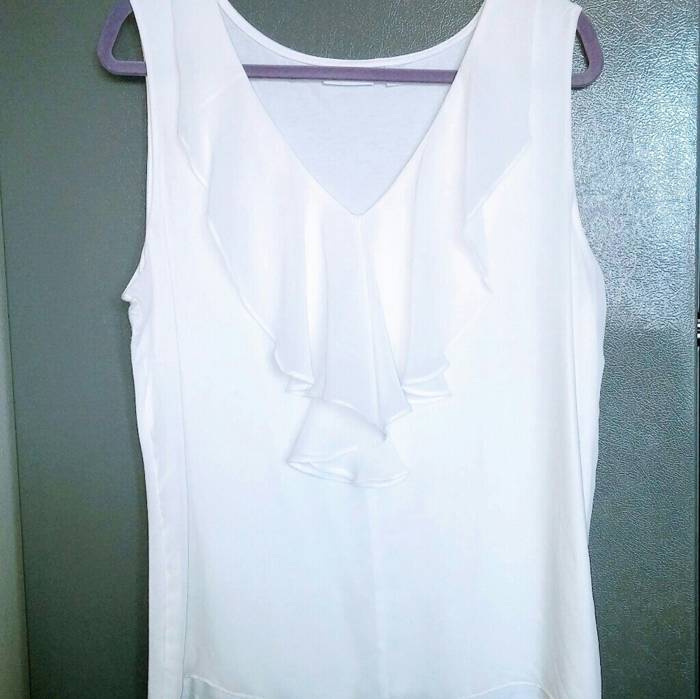 White cotton and chiffon tank